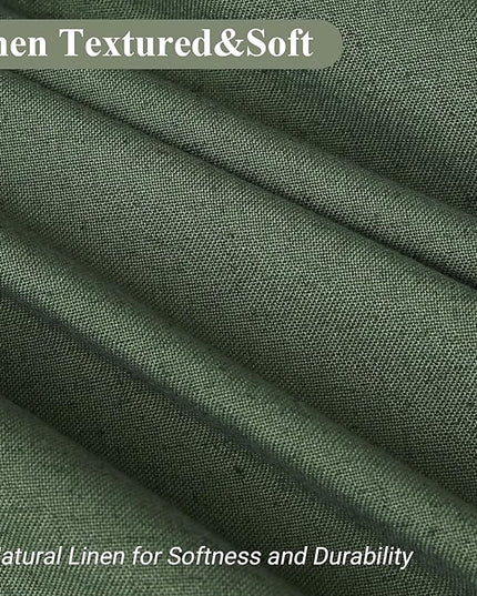Naturoom Olive Green Shower Curtain 84 inches Long, Linen Rustic Weighted Fabric Shower Curtain Set with Hooks, Bohemian Country Thick Bath Curtains for Bathroom,72x84