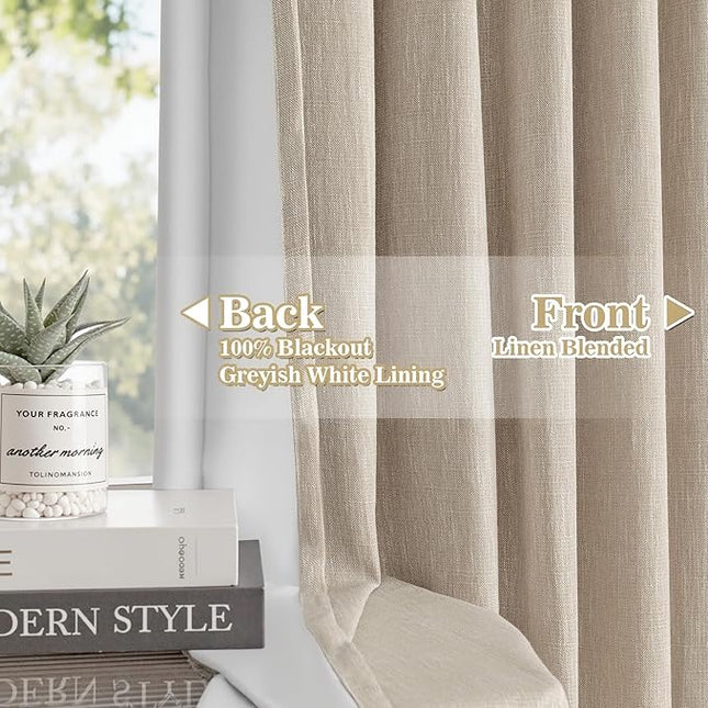 MYSKY HOME Taupe Blackout Curtains 102 inches Long Pinch Pleated Curtains for Living Room Bedroom 100% Room Darkening Black Out Window Drapes with Hooks Back Tab, 40" Wide per Panel, 2 Pieces