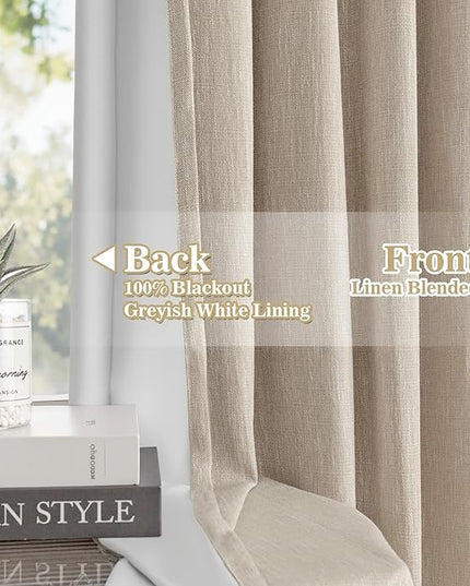 MYSKY HOME Taupe Blackout Curtains 96 inches Long Pinch Pleated Curtains for Living Room Bedroom 100% Room Darkening Black Out Window Drapes with Hooks Back Tab, 40" Wide per Panel, 2 Pieces