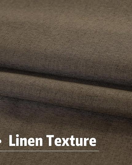 DUALIFE 90 Inch Blackout Brown Curtains Boho, Thermal Insulated Curtains for Summer Heat for Bedroom Living Room Linen Pleated Drapes 90 Inches Long Rod Pocket(50W x 90L x 2 Panels)