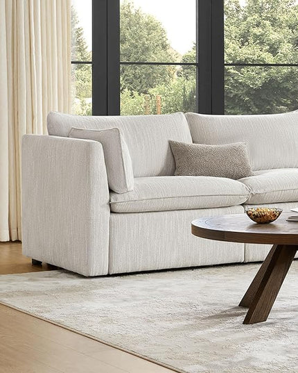CHITA Luxury Oversized Sectional Modular Sofa, Premium Down Filled Cloud Couch, FSC Certified Comfty Deep Seat Sectional for Living Room, 3 Seat, 114‘’ Width, Snow