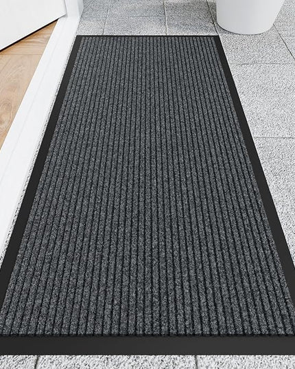 Front Door Mat, 2' x 4' Heavy Duty Indoor Outdoor Door Mat for Entryway, Commercial Door Mats Entrance, Low Profile Welcome Mats Non-Slip, Durable Rubber Backing Entry Mat for Patio, Home