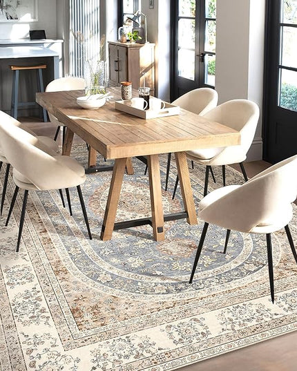 8x10 Area Rugs Washable,Beige Rug for Living Room Bedroom Dining Room,Large Boho Vintage Bohemian Farmhouse Distressed Oriental Carpet Non Slip