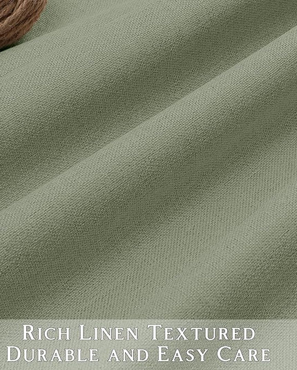 ChrisDowa 100% Blackout sage Solid Curtains 45 Inches Long 2 Panels for Bedroom Living Room,Farmhouse Room Darkening Thermal Insulated Soundproof Grommet Top Window Treatment Drapes,52x45