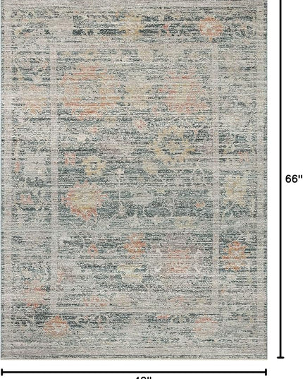 Loloi Magnolia Home by Joanna Gaines Millie Collection MIE-01 Blue/Multi 3'-6" x 5'-6", .25" Pile Height, Accent Rug