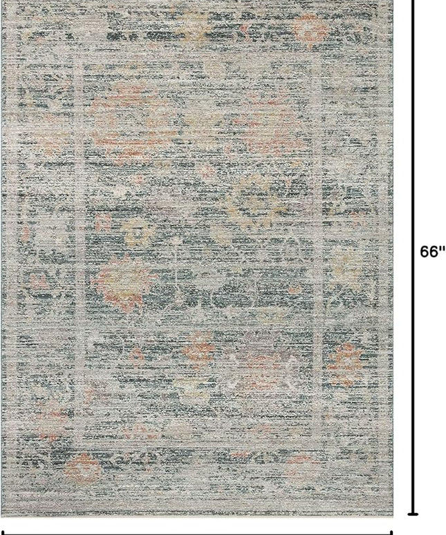 Loloi Magnolia Home by Joanna Gaines Millie Collection MIE-01 Blue/Multi 3'-6" x 5'-6", .25" Pile Height, Accent Rug