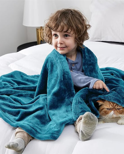 Bedsure GentleSoft Bedding Fleece Blanket for Girls and Boys - Soft Cozy Cute Small Throw Blankets for Travel, 43x55 Inches,Teal Blue
