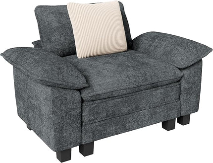 53.5" Cloud Modular Sectional Single Sofa, Deep Seat Armchair with Plush Chenille & Removable Arms for Living Room, Cyan