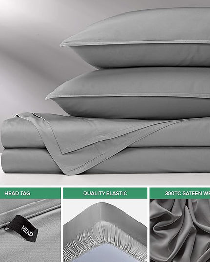 Pure Bamboo Short Queen Sheets for RV Camper (60"x75") - Genuine 100% Organic Viscose Derived from Bamboo Bed Sheet Set, Soft & Cooling, 2 Year Quality Promise (Short Queen, Stone Grey)