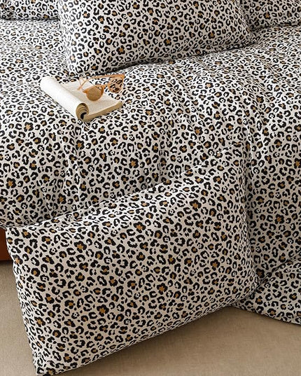 Luxlovery Leopard Comforter Set Twin Animal Cheetah Printed Comforter Black White Bedding Set Fluffy Soft Blanket Quilts with 2 Pillowcases for Kids Teens Twin Bed