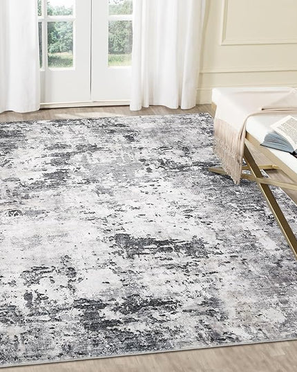 8x10 Modern Abstract Rug Faux Wool Accent Ultra Soft Large Rug for Living Room Non Slip Non Shedding Accent Washable Rug for Bedroom Dining Room Office Home, Green