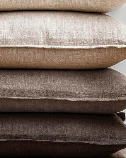 Foindtower Set of 2, Decorative Linen Soild Throw Pillow Covers Soft Accent Euro Cushion Case Farmhouse Neutral Pillowcase for Chair Couch Sofa Bedroom Living Room Home Decor 22 x 22 Inch Light coffee