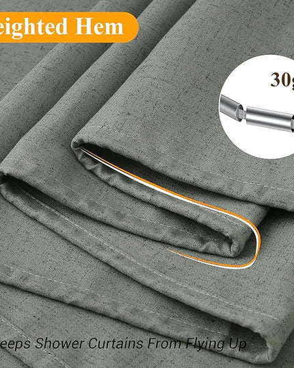 Naturoom Desert Sage 54 Inch Shower Curtain - Stall Narrow Half Linen Ultra Thick Fabric Shower Curtain Set with Hooks, Boho Farmhouse Rustic RV Camper Bath Curtains for Bathroom, 54x78