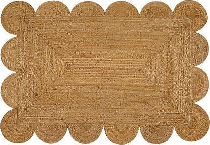 Hand Woven Jute Area Rug - 3' x 5' Feet - Rustic Beige Reversible Rectangular Rugs for Bedroom, Kitchen, Living Room - Vintage Natural Braided Entry Floor Décor Boho Jute Rug 3x5 Feet
