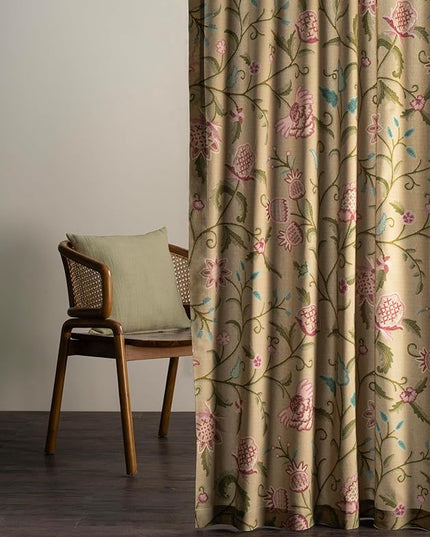 Maison d' Hermine Curtains for Living Room 100% Cotton 124 inch Length Two Panels Light Filtering Curtains for Bedroom Windows with Rod and Loop Pockets Drapes (Artisan Love Somerset, 50" W x 124" L)