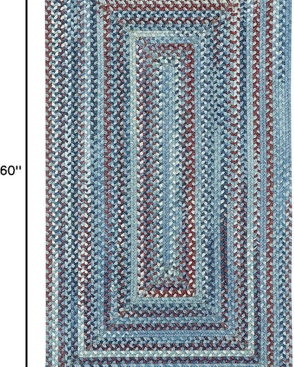 Capel American Heritage Barn Blue 3' 0" X 5' 0" Concentric Rectangle Braided Rug