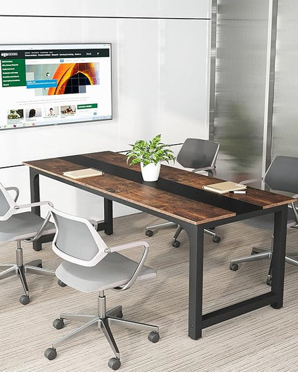 Tribesigns Modern Computer Desk, 70.8 x 31.5 inch Large Office Desk Computer Table Study Writing Desk Workstation for Home Office, Rustic/Black