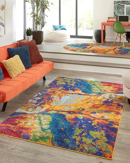 Rugs.com Calypso Collection Rug – 9' x 12' Multi Medium Rug Perfect for Living Rooms, Large Dining Rooms, Open Floorplans