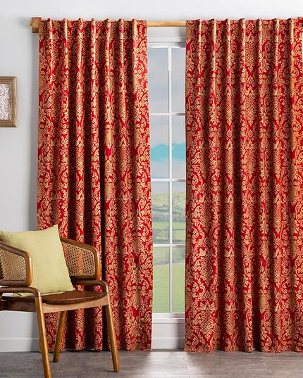 Maison d' Hermine Curtains for Living Room 100% Cotton 124 inch Length Two Panels Light Filtering Curtains for Bedroom Windows with Rod and Loop Pockets Drapes (Sofia, 50" W x 124" L)