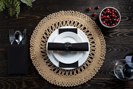 100 Linen-Feel Black Paper Napkins - Decorative Cloth-Like Black Dinner Napkins - Soft And Absorbent. For Kitchen, Party, Wedding, Bathroom Or Any Occasion. (Pack of 100)