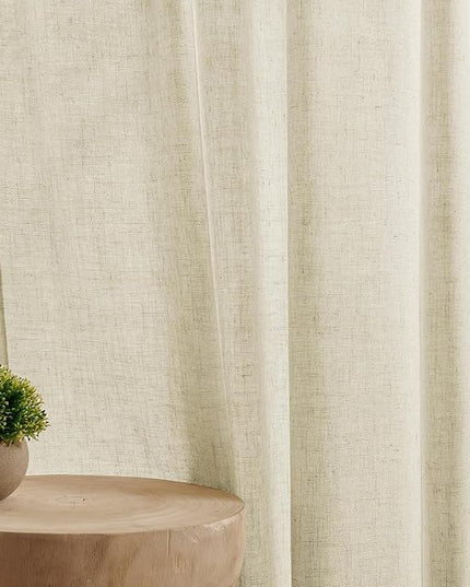Joydeco Linen Curtains 108 Inch Length 2 Panel Sets,Light Filtering Curtains for Bedroom 52 Inch Wide Living Room Drapes with Back Tabs & Rod Pockets (W52 x L108 Inch, Linen)