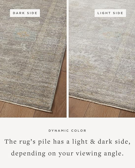 Loloi Magnolia Home by Joanna Gaines Millie Collection MIE-05 Stone/Natural 3'-6" x 5'-6", .25" Pile Height, Accent Rug