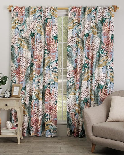 Maison d'Hermine Curtains for Living Room 100% Cotton 96 inch Length Two Panels Window Curtains for Bedroom with Loop & Rod Pockets - Oasis, 50" W x 96" L