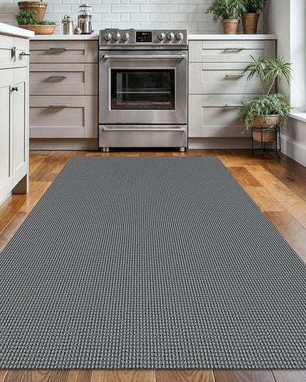 KOZYFLY Boho Rugs for Entryway Rugs 4x6 ft Washable Area Rugs Rubber Backed Living Room Rugs Braided Woven Cotton blend Indoor Outdoor Floor Carpet for Dining Room Living Room Bedroom, Dark Grey