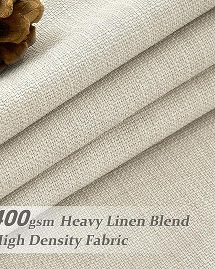 Extra Wide 70 Inch Blackout Pleated Curtains 120 Inches Long for Nursery, Cream Memory Shape Thermal Insulated 2 Layer Thick Natural Linen Noise Reducing Farmhouse Windows Drapes 2 Panels 10 FT Length