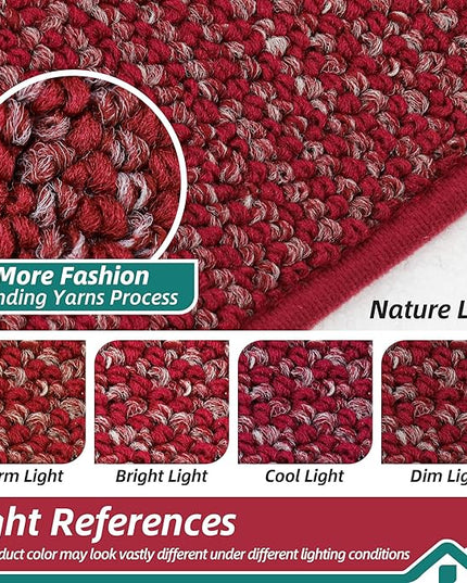 BEQHAUSE Dirt Trapper Door Mat 20" x 48", Non-Slip Washable Doormats Entrance Mat, Dirt Resistant and Absorbent Welcome Mat, Low Profile Floor Mats for Front Back Door and Entryway, Red