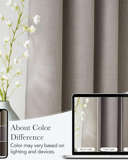 NICETOWN Faux Linen Angora Blackout Curtains 84 inches Long for Living Room - Privacy Panels for Bedroom, Modern Farmhouse Style Easy Care Grommet Top, 2 Panels, W52 by L84
