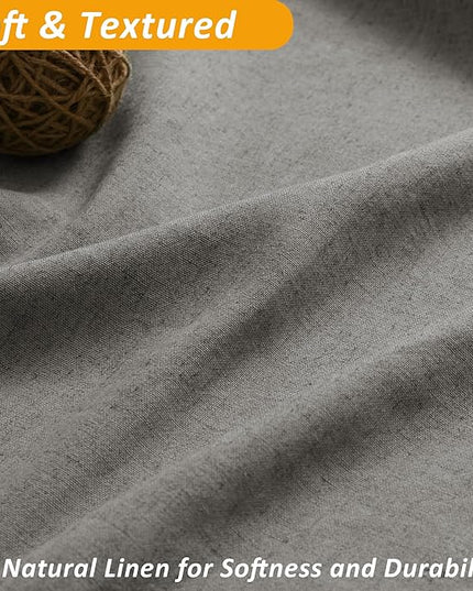 Naturoom Long Shower Curtain 84 Length Linen Thick Cloth Bath Grey Shower Curtain Set with Liner, Tall Modern Farmhouse Neutral Fabric Men Curtains for Bathroom, Mesh Top Window, Gray