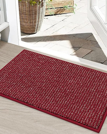 BEQHAUSE Dirt Trapper Door Mat 20" x 32", Non-Slip Washable Doormats Entrance Mat, Dirt Resistant and Absorbent Welcome Mat, Low Profile Floor Mats for Front Back Door and Entryway, Red