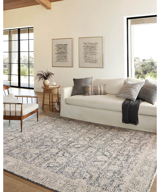 Loloi Amber Lewis Alie Collection ALE-05 Charcoal/Beige 7'-10'' x 7'-10'', .13'' Pile Height, Round Area Rug