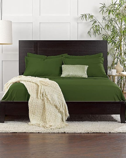 Pure Bamboo Twin Sheets, Genuine 100% Organic Viscose Derived from Bamboo Bed Sheet Set, Luxuriously Soft & Cooling, Double Stitching, 2 Year Quality Promise (Twin, Pesto)