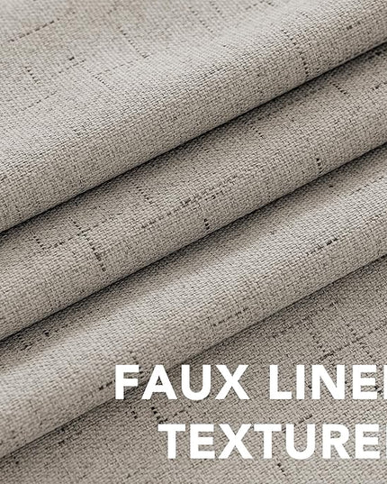 H.VERSAILTEX Blackout Drapes Linen Blackout Curtains 84 inch Length 2 Panels Set, 100% Blackout Thermal Insulated Textured Curtain Anti-Rust Grommet Curtains with White Liner, Stone