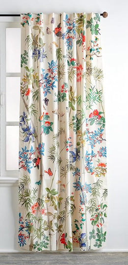 Maison d' Hermine Curtains for Living Room 100% Cotton 124 inch Length Two Panels Light Filtering Curtains for Bedroom Windows with Rod and Loop Pockets Drapes (Canne Light Beige, 50" W x 124" L)