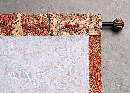 Maison d' Hermine Curtains for Living Room 100% Cotton 84 inch Length Two Panels Light Filtering Curtains for Bedroom Windows with Rod and Loop Pockets Drapes (Kashmir Paisley Tomato, 50" W x 84" L)