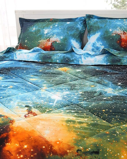Wowelife Galaxy Full Size Bedding Comforter Set with Sheets, 5-Piece Space Bed in A Bag Full for Boys Girls Kids Bed Set with Comforter, Flat Sheet, Fitted Sheet and 2 Pillowcases