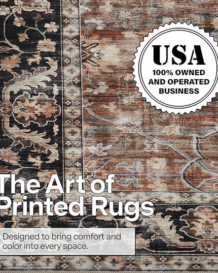ReaLife Rugs Machine Washable Area Rug - Living Room Bedroom Bathroom Kitchen Entryway Office - Padded Low Pile Stain Resistant Premium - Boho Farmhouse Vintage - BEV - Beige Tan Brown 5' x 7'