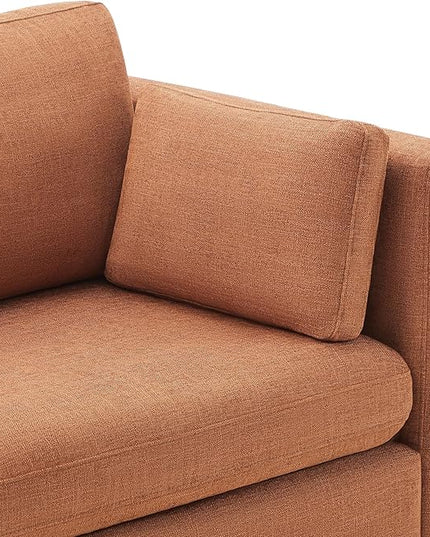 CHITA Modular Sectional Sofa, FSC Certified L Shaped Cloud Couch, Modular Sectional Couch, 112 inch Width,4 Seat Modular Sofa with Storage Ottoman, Terracotta