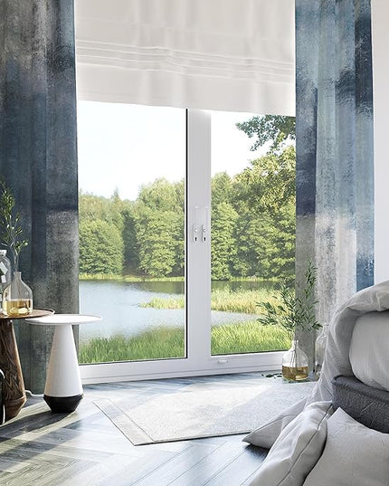 Asuexpect Dusty Blue Abstract Curtains 2 Panels Set Navy Grey Geometric Curtain Modern Chic Window Treatments Decorative for Farmhouse Living Room Bedroom Window 50% Darkening Curtain 52x108 Inch