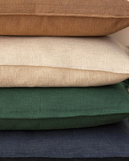 Foindtower Set of 2, Decorative Linen Soild Throw Pillow Covers Soft Accent Euro Cushion Case Farmhouse Neutral Pillowcase for Chair Couch Sofa Bedroom Living Room Home Decor 26 x 26 Inch Pine Green