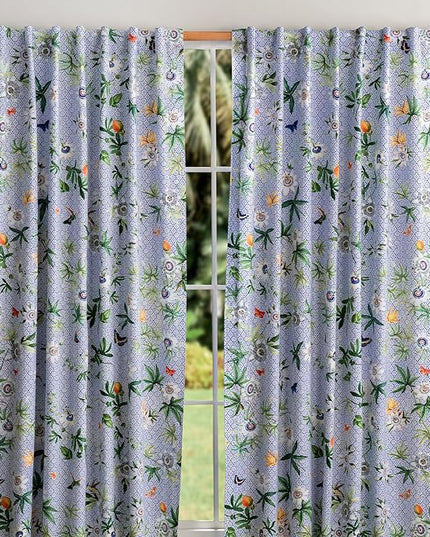 Maison d'Hermine Curtains for Living Room 100% Cotton inch Length Two Panels Light Filtering Curtains for Bedroom Windows with Rod and Loop Pockets Drapes (Passiflora, 50" W x 124" L)
