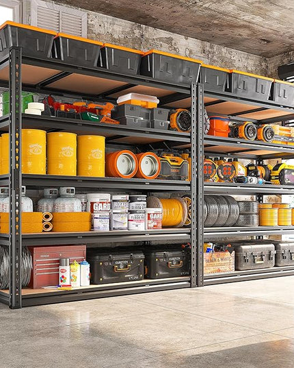 REIBII 48" W Garage Shelving 3020LBS Storage Shelves 5 Tier Heavy Duty Shelving Adjustable Garage Shelves for Basement, Warehouse, Commercial, Easy Assemble, 48" W x 72" H x 24" D