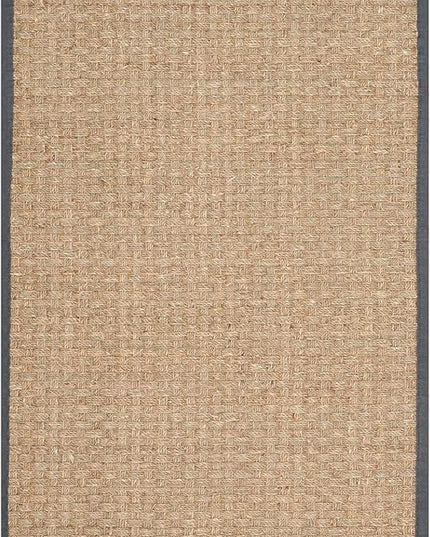 SAFAVIEH Natural Fiber Collection Area Rug - 2'6" x 4', Natural & Dark Grey, Seagrass, Basketweave Pattern with Border (NF114Q)