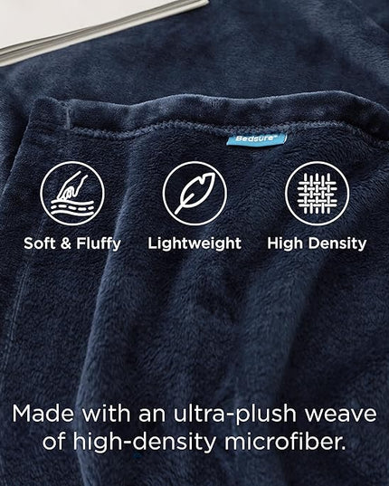 Bedsure GentleSoft Fleece Throw XL Blanket Navy - 300GSM Soft Lightweight Plush Cozy Blankets for Bed, Sofa, Couch, Travel, Camping, 50x70 inches