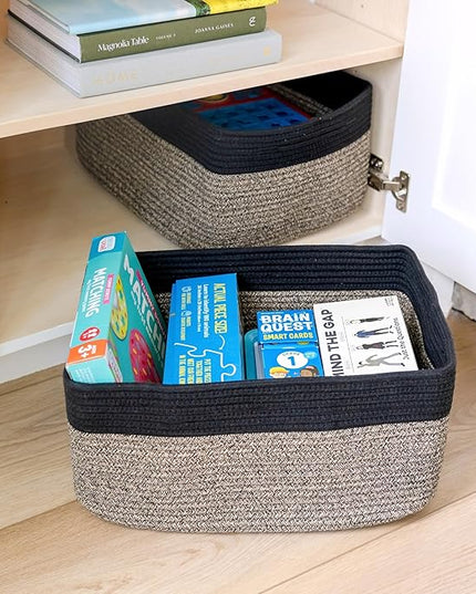 NaturalCozy Storage Baskets 16.8”x13”x7.6” Cotton Rope Woven Baskets for Organizing 3-Pack | Toy Storage Bins | Basket for Shelves, Laundry, Blanket, Clothes, Closet, Kitchen, Bathroom, Gifts