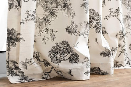 Maison d' Hermine Curtains for Living Room 100% Cotton 108 inch Length Two Panels Light Filtering Toile Curtains for Bedroom Windows with Rod and Loop Pockets Drapes (Bonobo Grey, 50" W x 108" L)