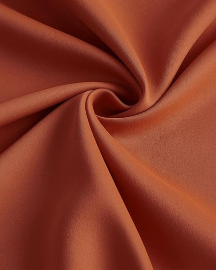 KEQIAOSUOCAI 96 Inch Copper Burnt Orange Blackout Curtains for Living Room 2 Panels Sets,Pinch Pleat with Hooks, Thermal Pleated Window Drapes Boho Rustic 70s Curtain for Bedroom W40 x L96